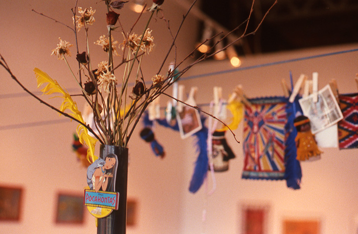 1998_01_30_Performance_Positive_Series_The_Stone_Show_slide_17_grunt_installation_dried_flowers_and_objects_hanging_by_clothespins_Zachery_Longboy